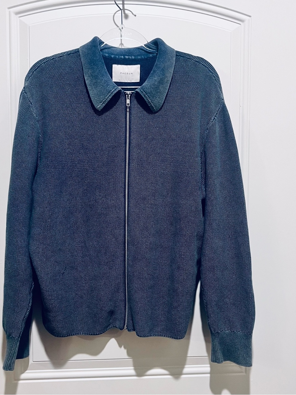 PacSun Men's Dark Blue Zip-Up Knit Jacket